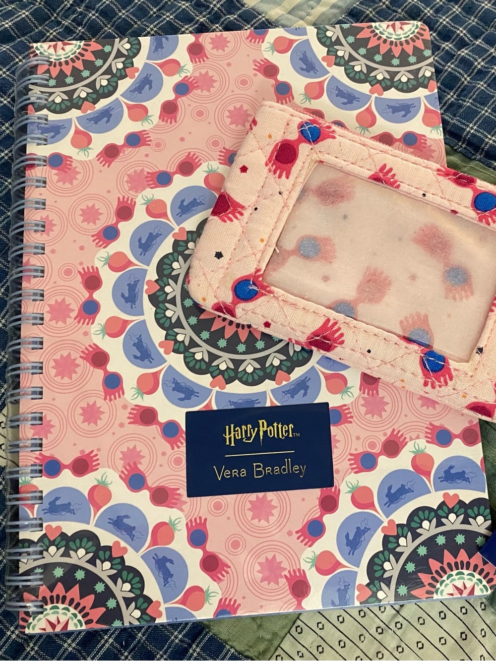 NWT Vera Bradley Luna Ravenclaw Harry Potter Pink Medallion ID case and Notebook